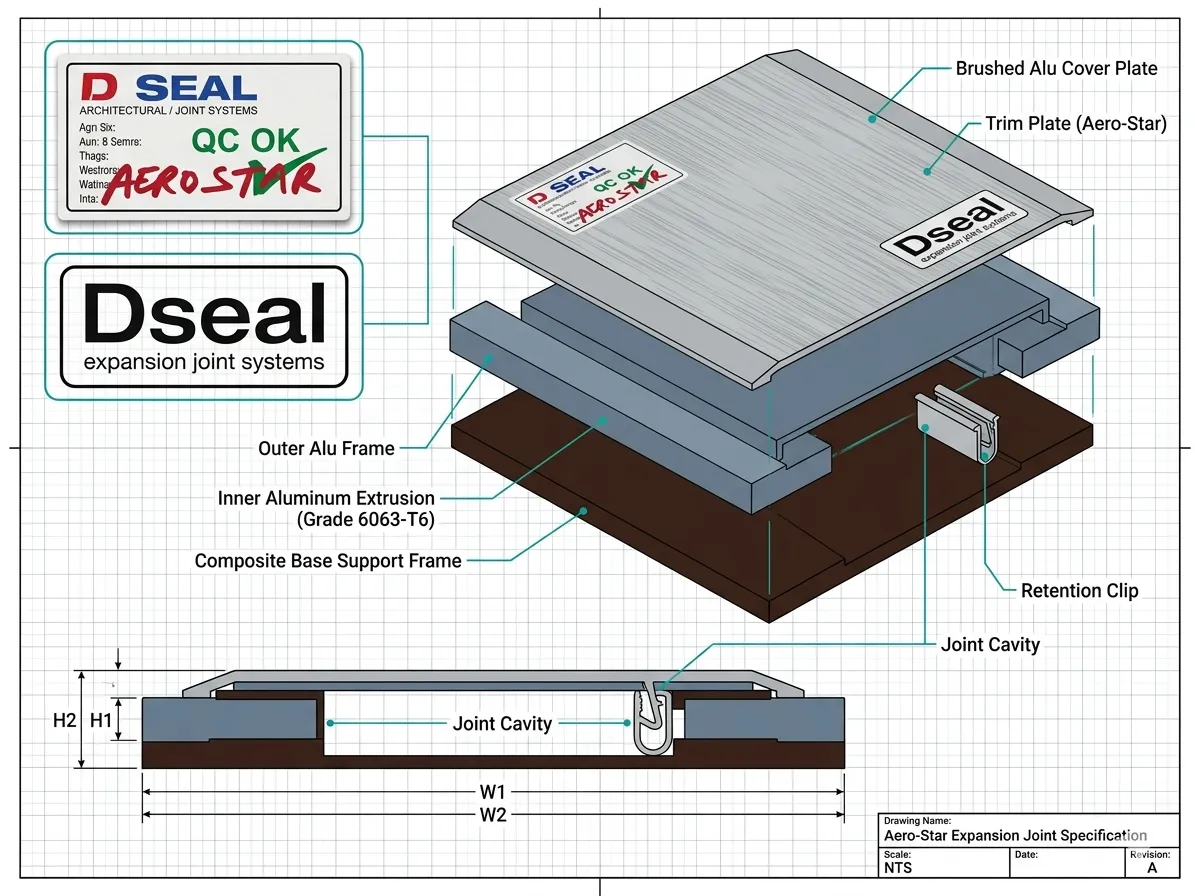 Dseal Aerostar 2D technical blueprint cross-section drawing