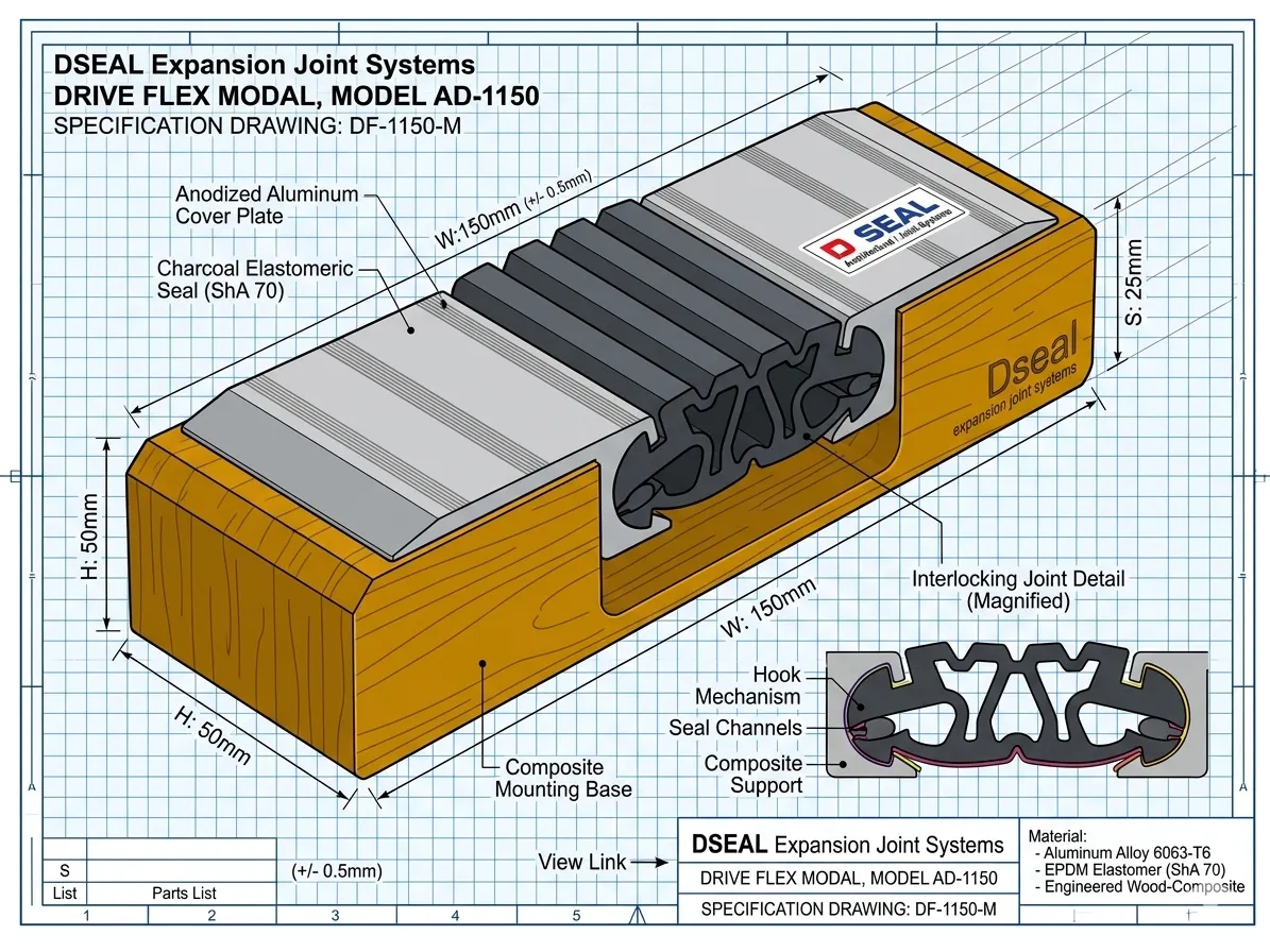 Dseal DriveFlex 2D technical blueprint cross-section drawing
