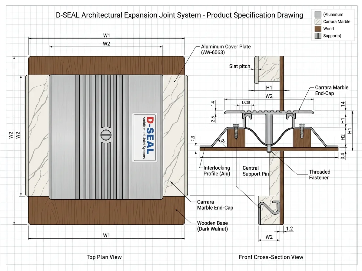 Dseal SkyBridge 2D technical blueprint cross-section drawing