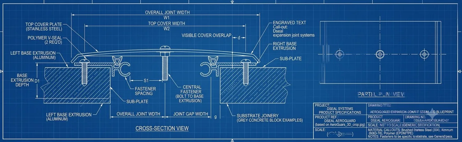 Dseal AeroGuard 2D technical blueprint cross-section drawing
