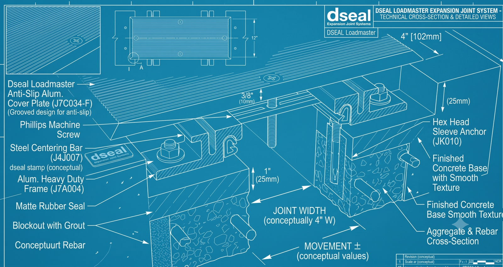 Dseal LoadMaster 2D technical blueprint drawing