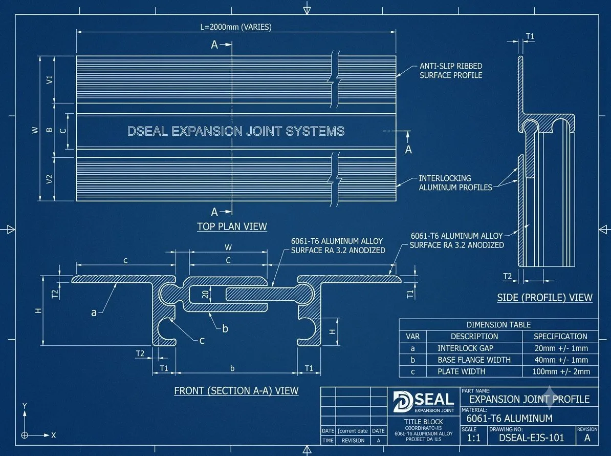 Dseal PlazaJoint 2D technical blueprint cross-section drawing