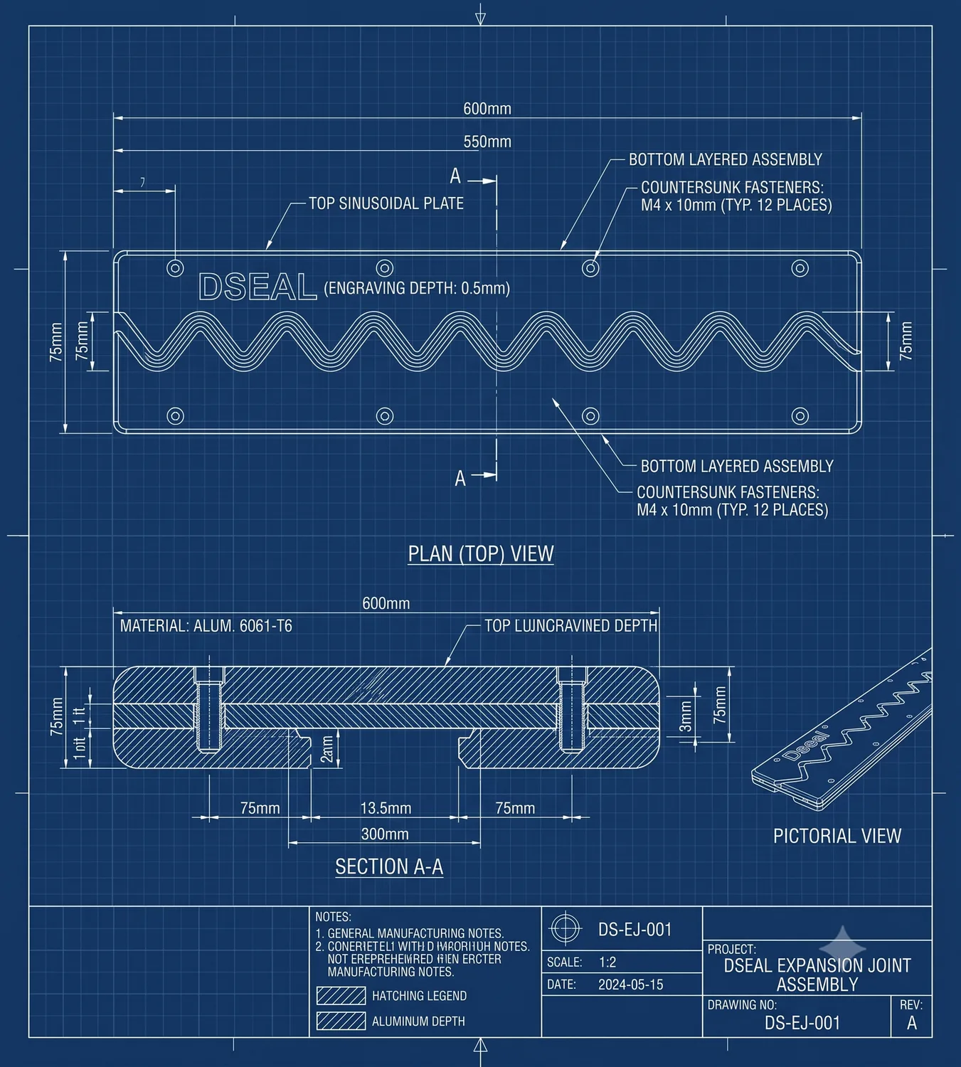 Dseal DriveSafe SS Cover 2D technical blueprint cross-section drawing